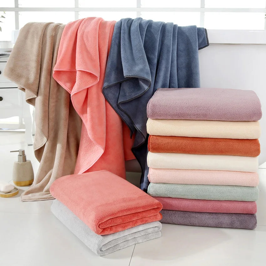 Lot 2 Serviettes Toilette et Bain en molleton 8 coloris (360gr-35x75/70x140)