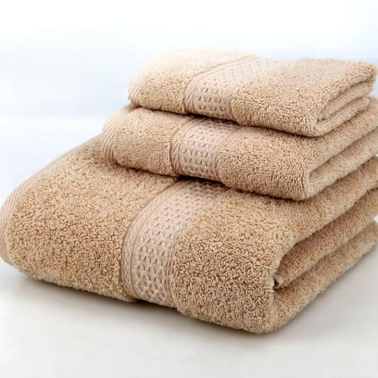 Lot 3pcs Essuie main, Serviette et Drap de bain en coton doux éponge 6 coloris pastels 360Gr