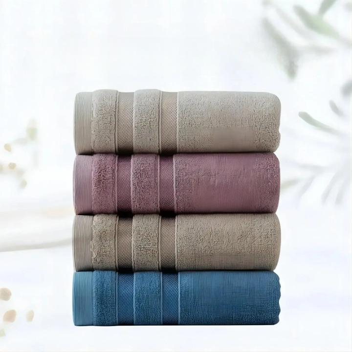Lot 4 Serviettes de toilette en fibre de bambou 3 coloris (4@34x74)