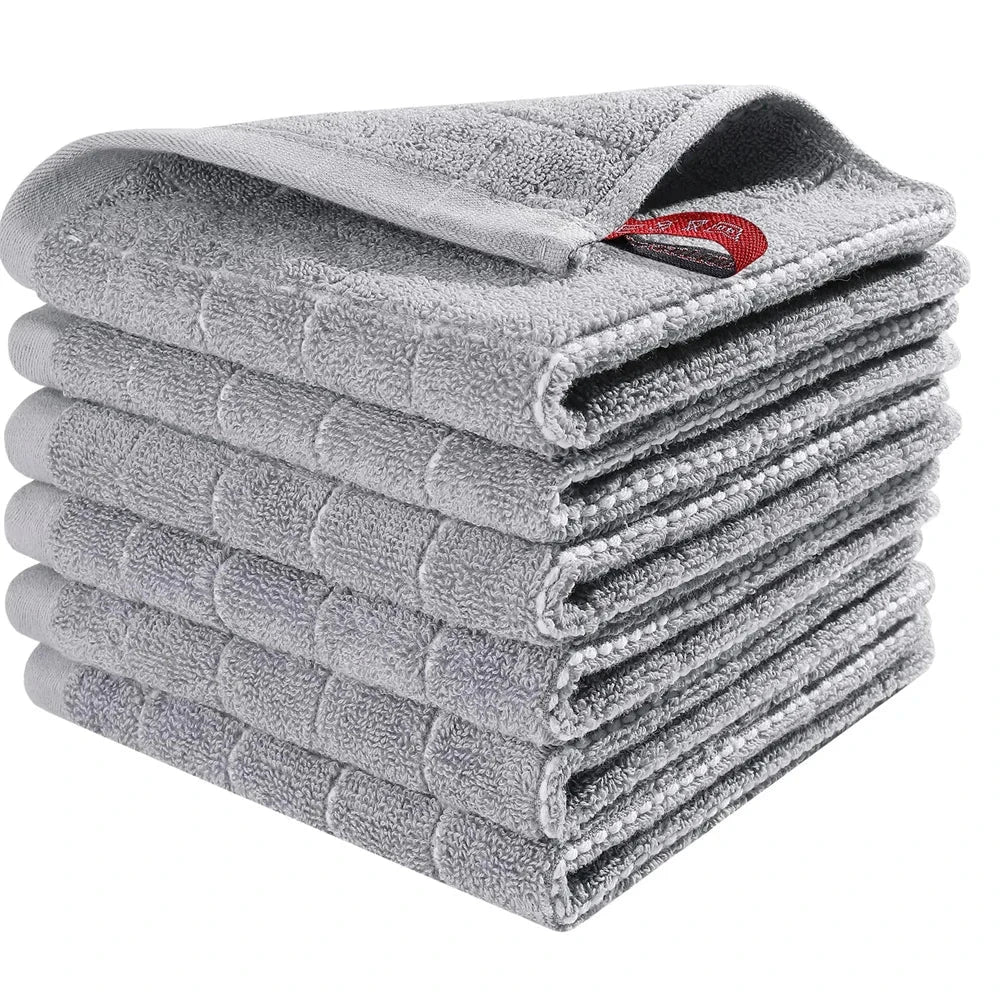 Lot 6 Essuie Mains coton éponge coloris rayés 33x33