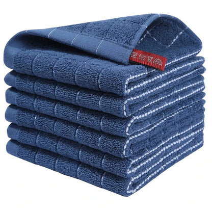 Lot 6 Essuie Mains coton éponge coloris rayés 33x33