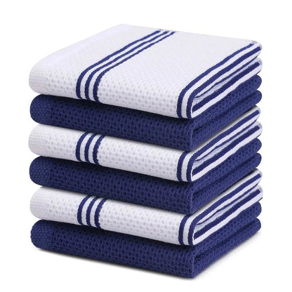 Lot 6 Essuie Mains coton éponge coloris rayés 33x33