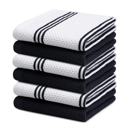 Lot 6 Essuie Mains coton éponge coloris rayés 33x33