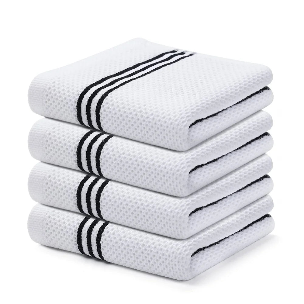 Lot 6 Essuie Mains coton éponge coloris rayés 33x33