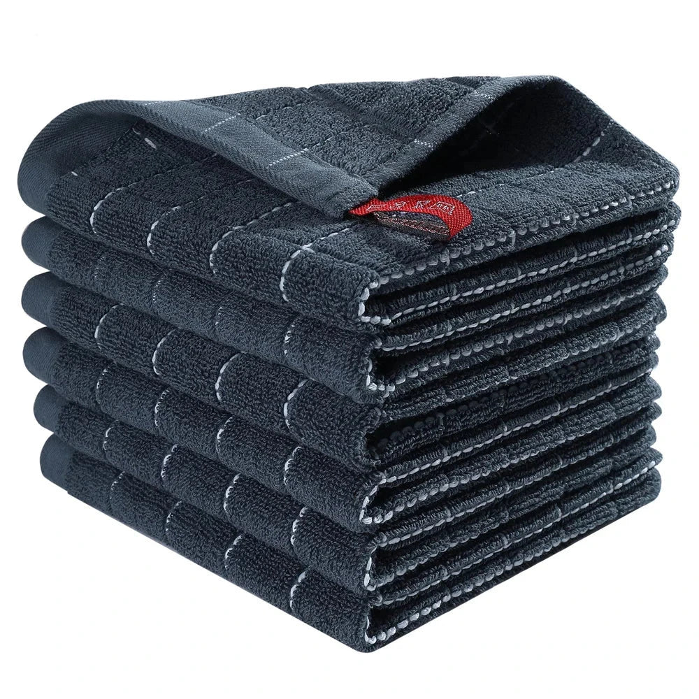 Lot 6 Essuie Mains coton éponge coloris rayés 33x33