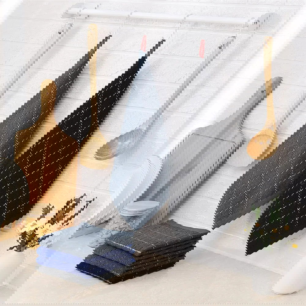 Lot 6 Essuie Mains coton éponge coloris rayés 33x33