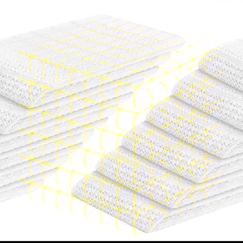 Lot 6 essuie mains en coton doux blancs rayés 33x33