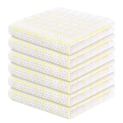 Lot 6 essuie mains en coton doux blancs rayés 33x33