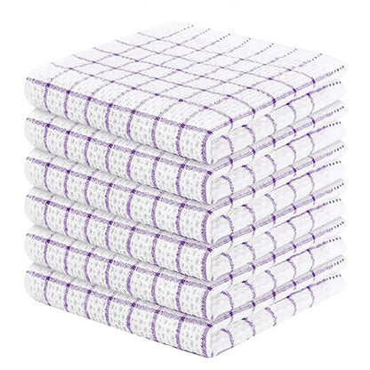 Lot 6 essuie mains en coton doux blancs rayés 33x33