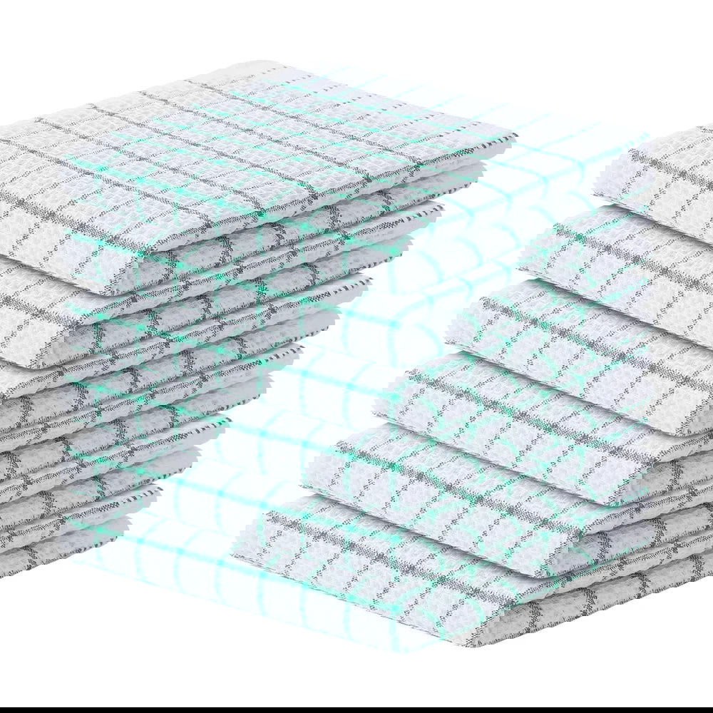 Lot 6 essuie mains en coton doux blancs rayés 33x33