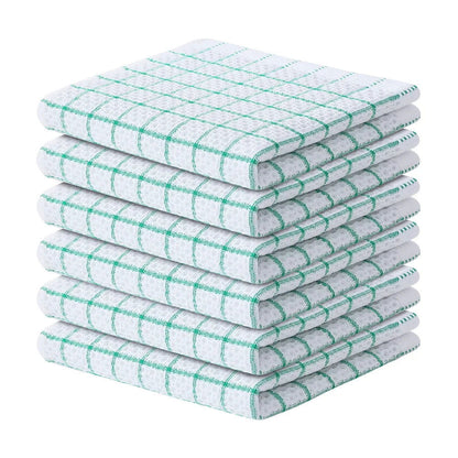 Lot 6 essuie mains en coton doux blancs rayés 33x33