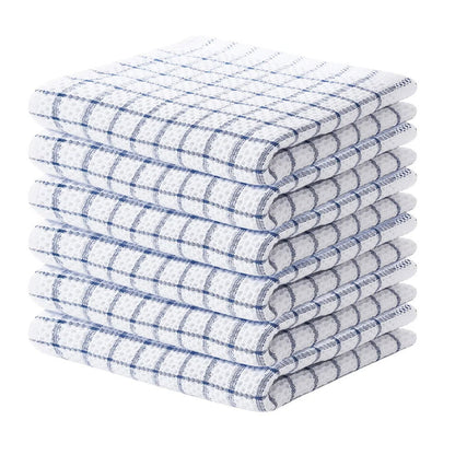 Lot 6 essuie mains en coton doux blancs rayés 33x33