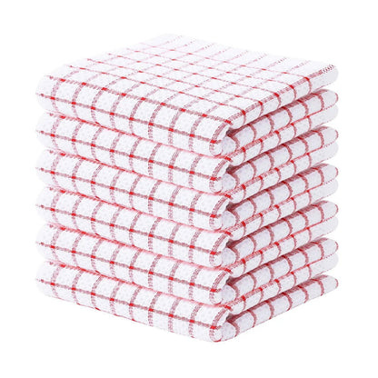 Lot 6 essuie mains en coton doux blancs rayés 33x33