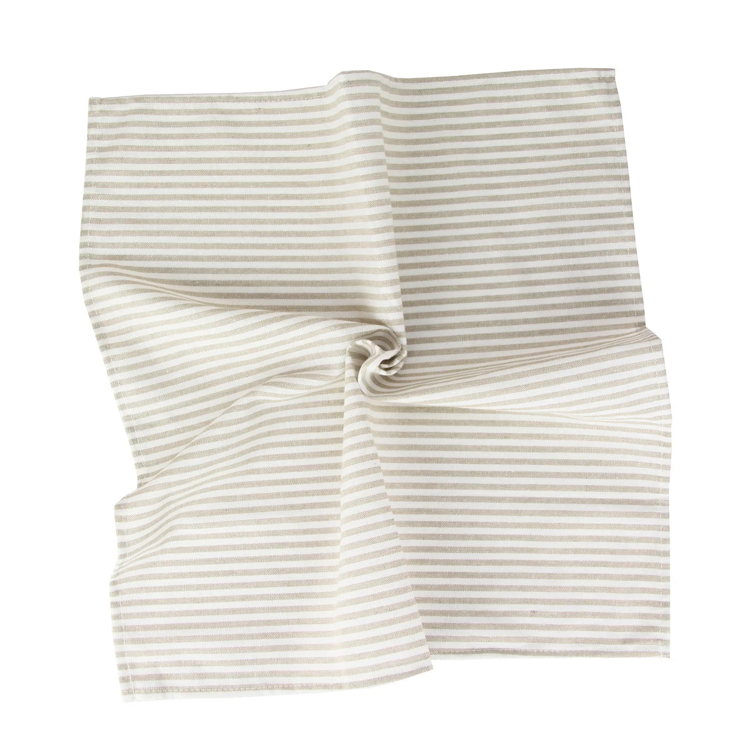Lot de 12 serviettes de table Tartan rayé en polycoton lin beige 43x43