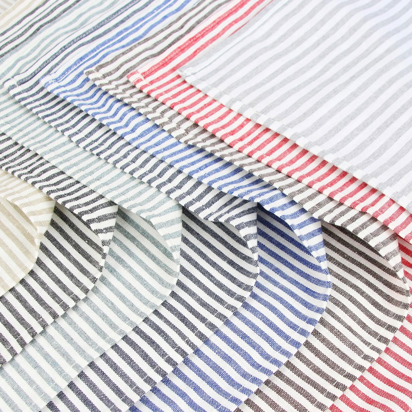 Lot de 12 serviettes de table Tartan rayé en polycoton lin bleu 43x43