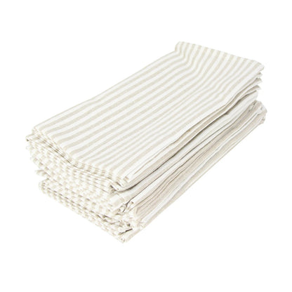 Lot de 12 serviettes de table Tartan rayé en polycoton lin noir 43x43