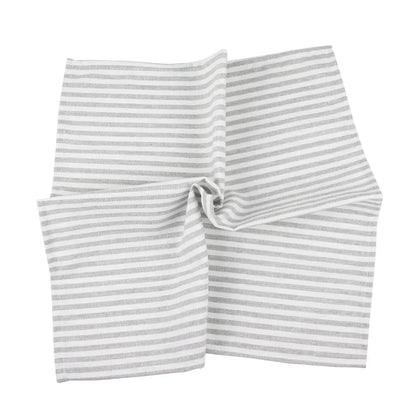 Lot de 12 serviettes de table Tartan rayé en polycoton lin noir 43x43