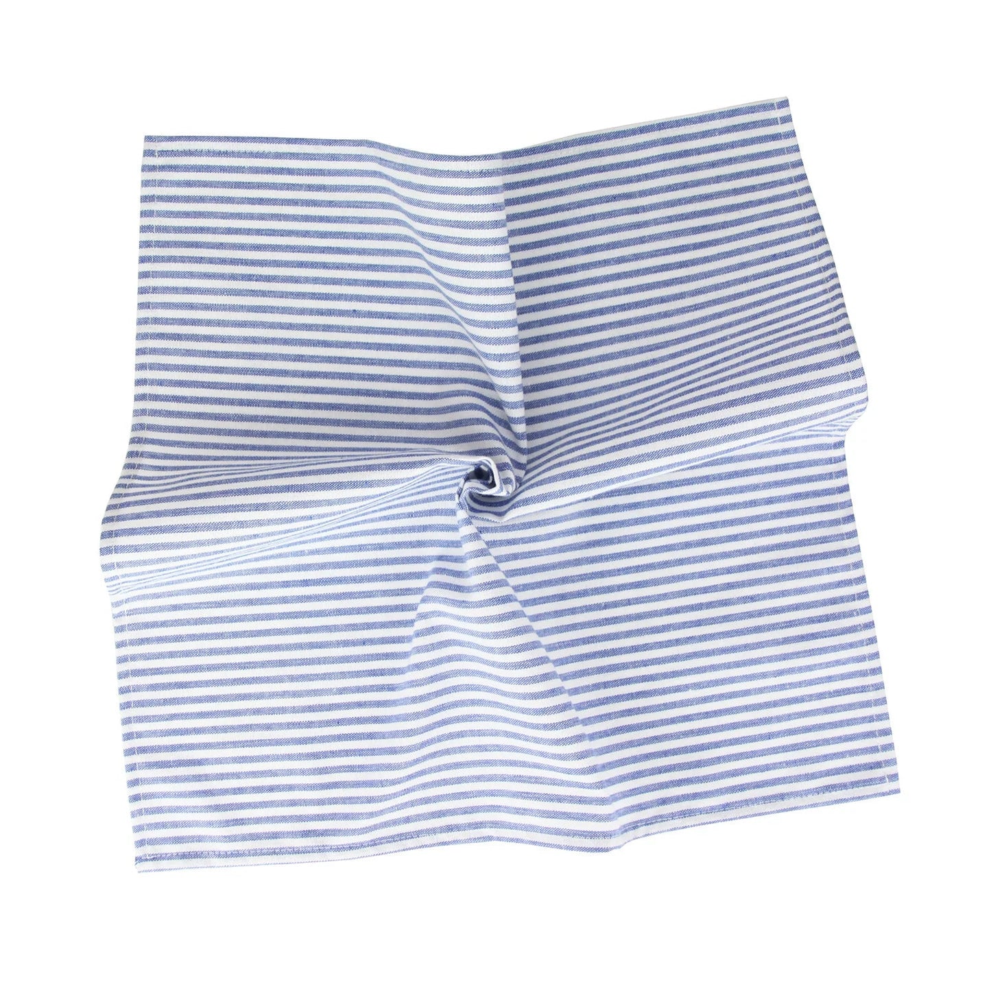 Lot de 12 serviettes de table Tartan rayé en polycoton lin noir 43x43