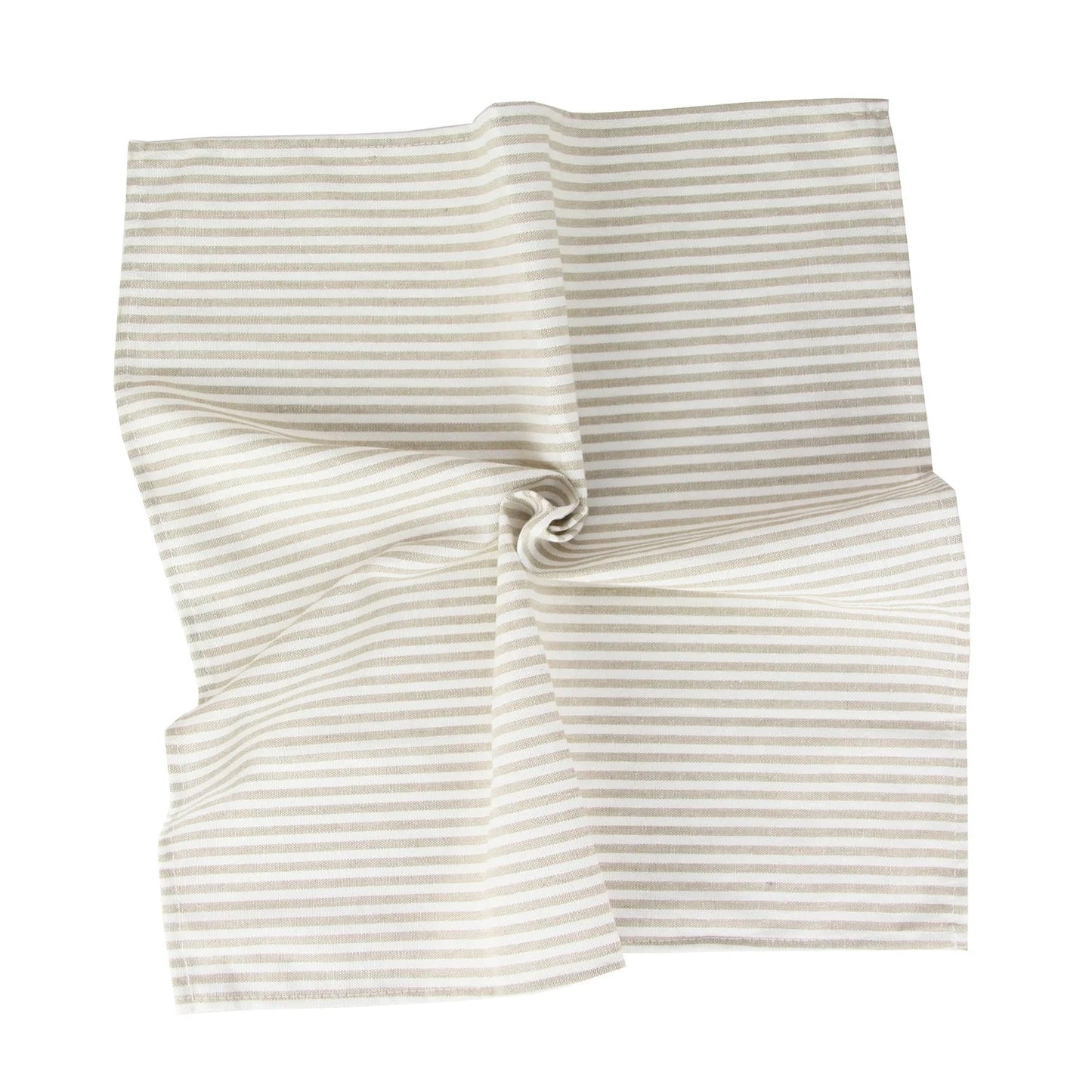 Lot de 12 serviettes de table Tartan rayé en polycoton lin noir 43x43