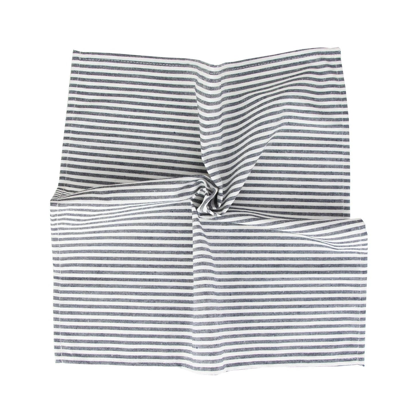 Lot de 12 serviettes de table Tartan rayé en polycoton lin noir 43x43
