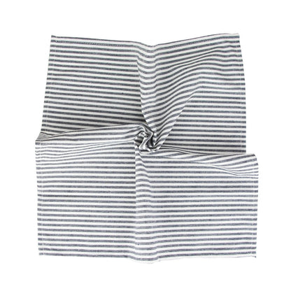 Lot de 12 serviettes de table Tartan rayé en polycoton lin noir 43x43