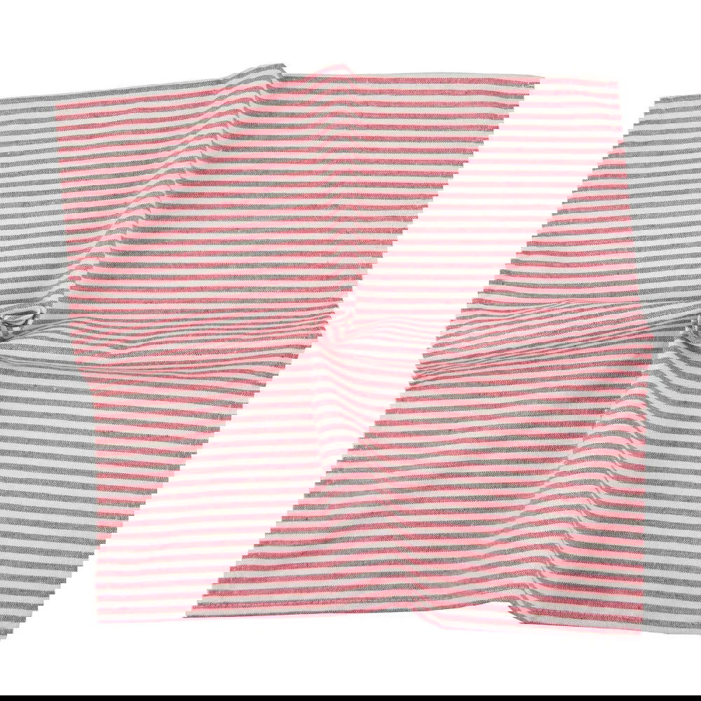 Lot de 12 serviettes de table Tartan rayé en polycoton lin rouge 43x43