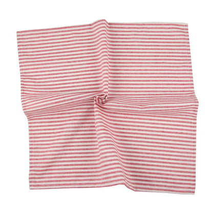 Lot de 12 serviettes de table Tartan rayé en polycoton lin rouge 43x43