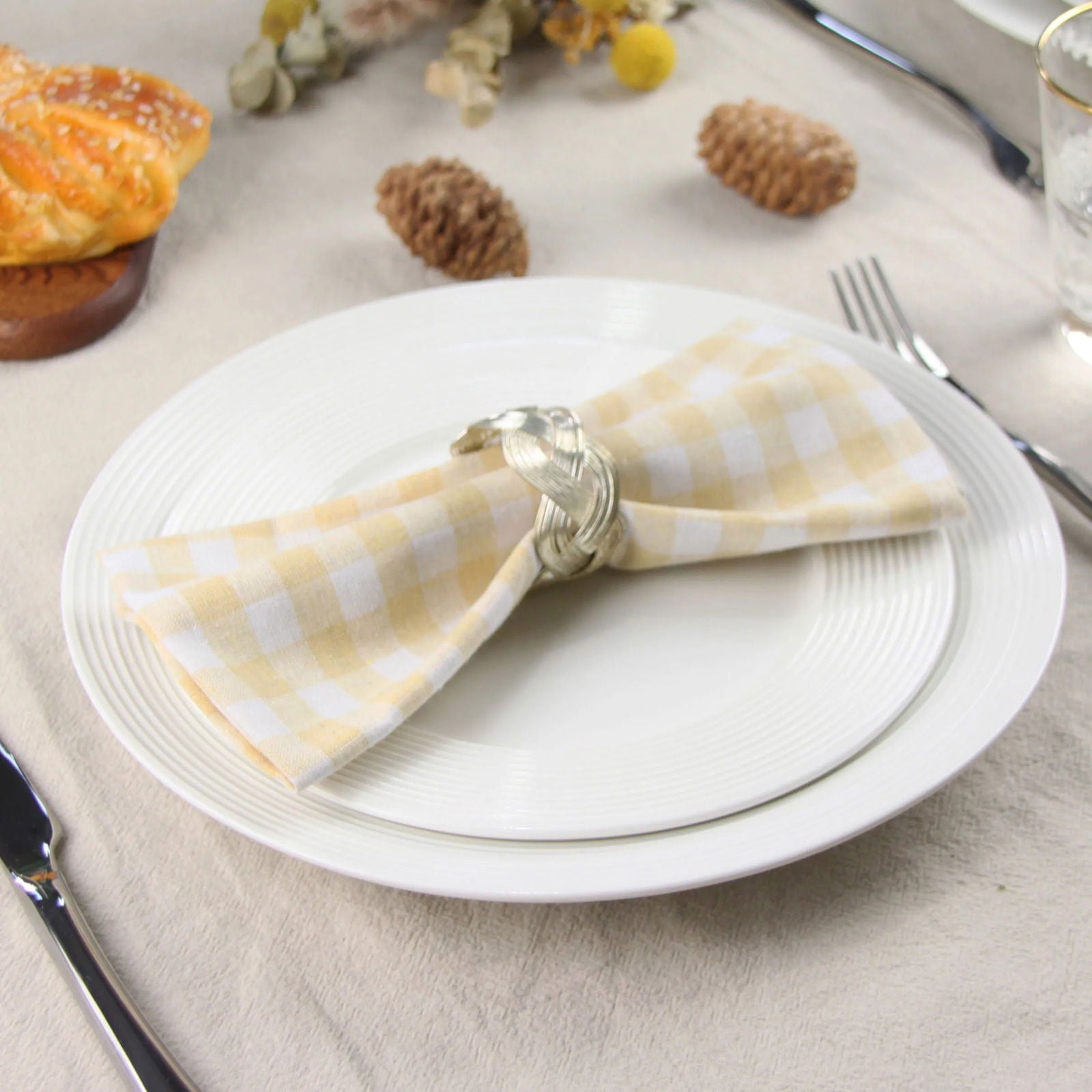 Lot de 12 serviettes de table en polycoton Tartan 40x40