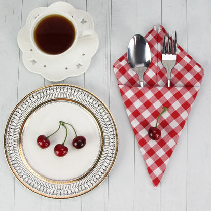 Lot de 12 serviettes de table en polycoton Tartan 40x40
