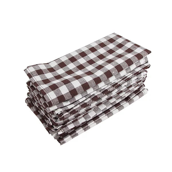 Lot de 12 serviettes de table en polycoton Tartan 40x40