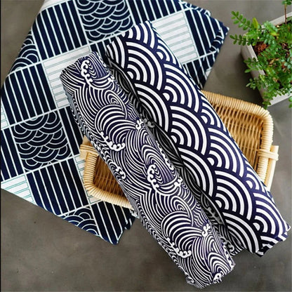 Lot de 4 Serviettes de table en polycoton imprimé motifs style japonais 30x35