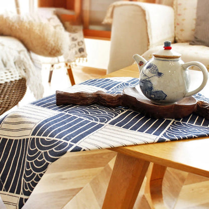 Lot de 4 Serviettes de table en polycoton imprimé motifs style japonais 30x35