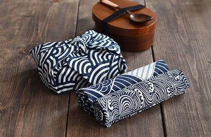 Lot de 4 Serviettes de table en polycoton imprimé motifs style japonais 30x35