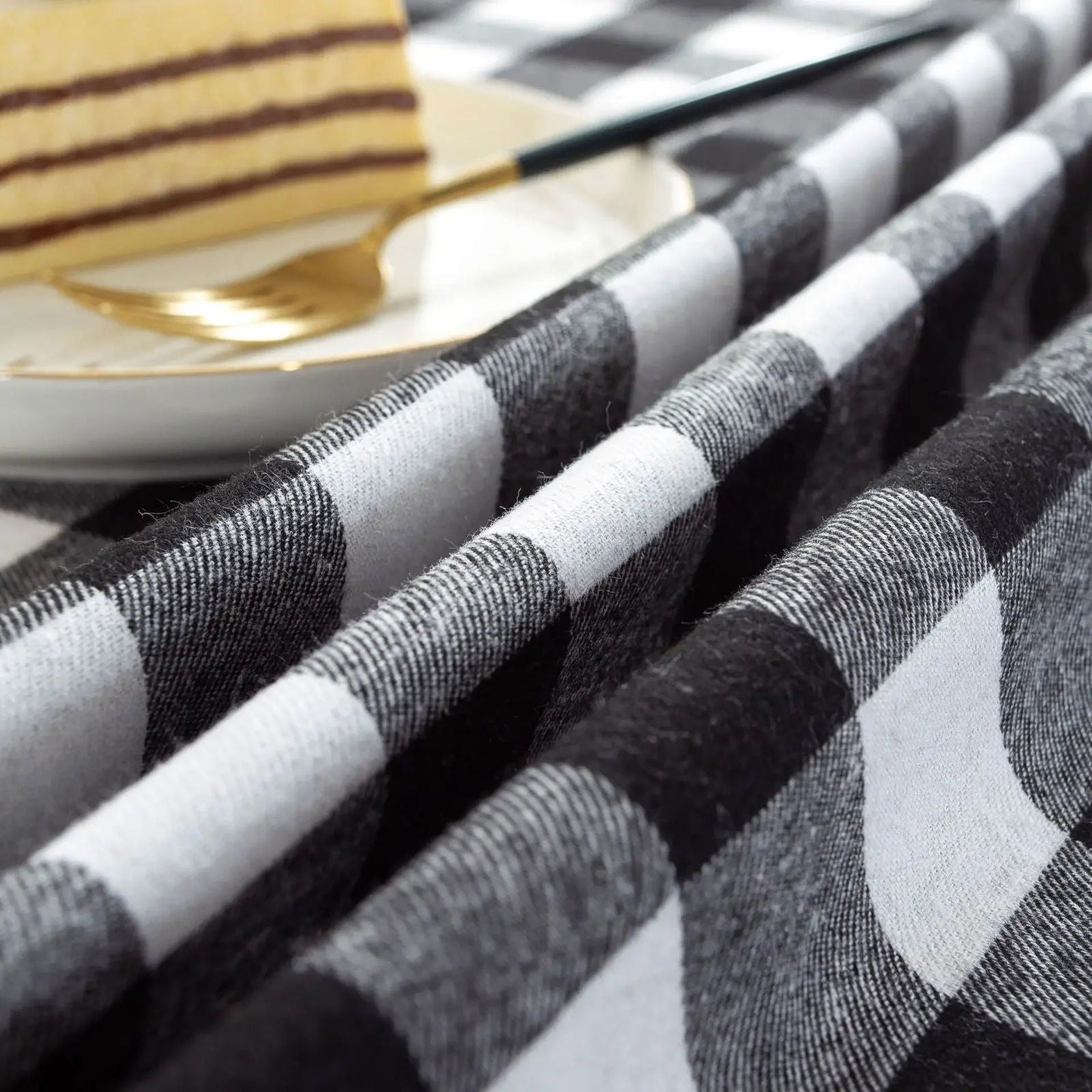 Nappe Tartan en polycoton blanc et noir