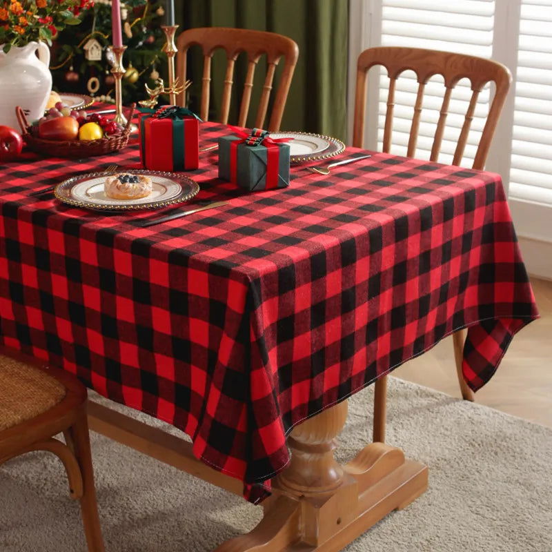 Nappe Tartan en polycoton rouge et noir