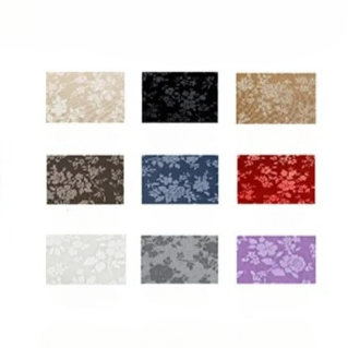 Nappe anti-tâche en polyester enduit marron motif fleuri