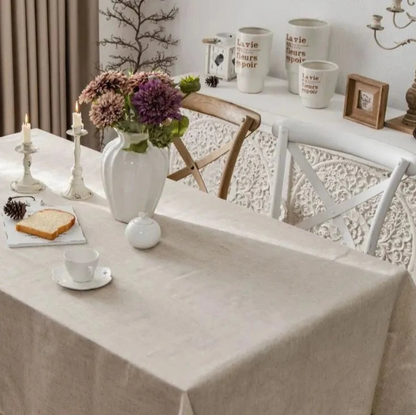 Nappe beige en coton lin intemporel