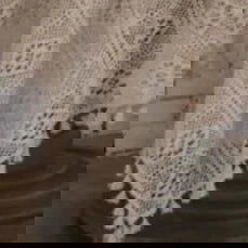 Nappe brodée crochet carrée coton style vintage blanc