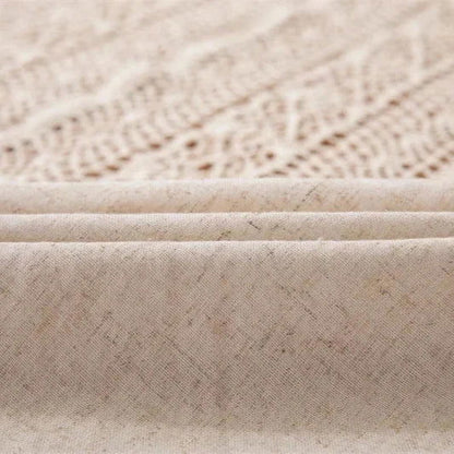 Nappe brodée crochet entrelac en polycoton chanvre style vintage beige
