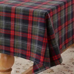 Nappe de Noêl en tartan bleu polyester