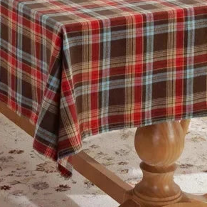 Nappe de Noël en tartan marron polyester