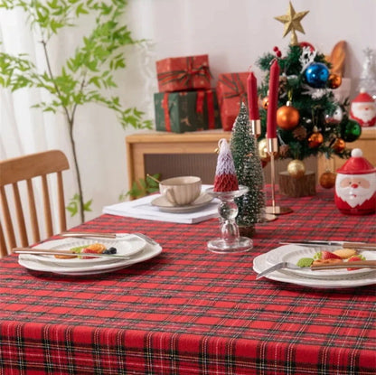 Nappe de Noël en tartan rouge polyester