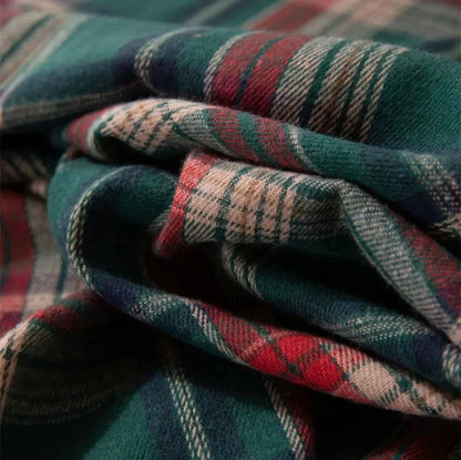 Nappe de Noêl en tartan vert polyester