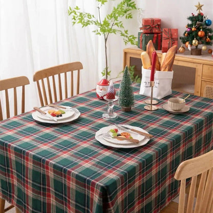 Nappe de Noël en tartan vert polyester