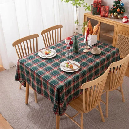 Nappe de Noël en tartan vert polyester