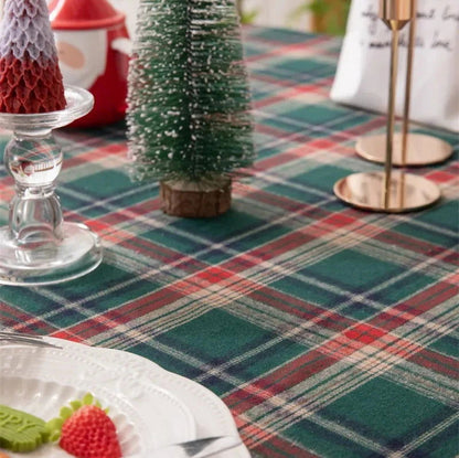 Nappe de Noël en tartan vert polyester