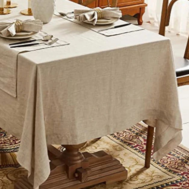 Nappe en lin carrée unie beige