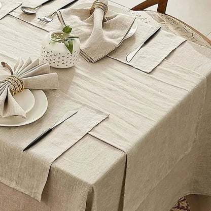 Nappe en lin carrée unie beige