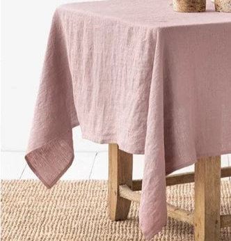 Nappe en lin carrée unie rose