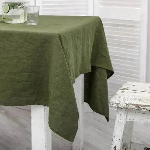 Nappe en lin unie verte